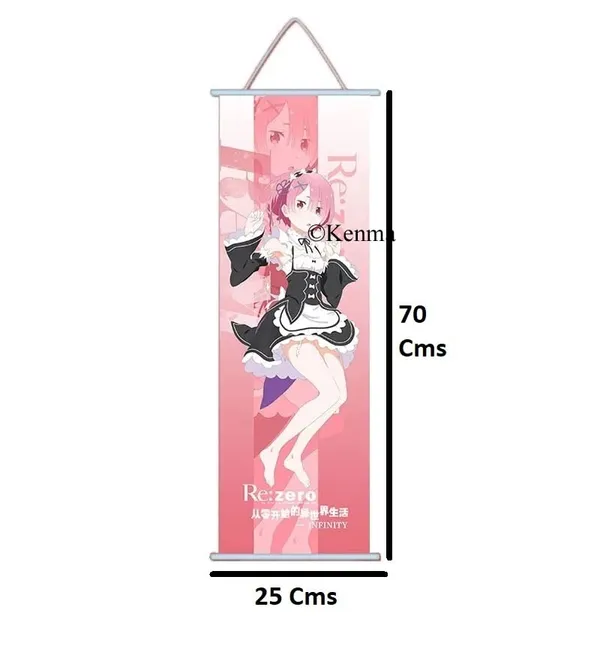 Re_Zero_Ram_Anime_Poster_Wall_Scroll_|_Art_Canvas_Hanging_Paintings_Wall_Art_Decor_For_Home_Dorm_Office_(70_X_25_Cm)