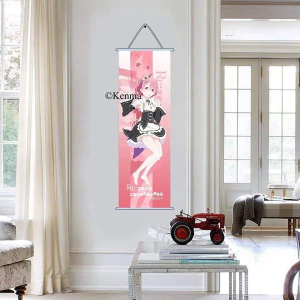 Re_Zero_Ram_Anime_Poster_Wall_Scroll_|_Art_Canvas_Hanging_Paintings_Wall_Art_Decor_For_Home_Dorm_Office_(70_X_25_Cm)