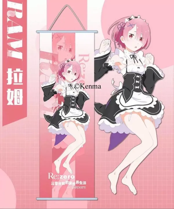 Re_Zero_Ram_Anime_Poster_Wall_Scroll_|_Art_Canvas_Hanging_Paintings_Wall_Art_Decor_For_Home_Dorm_Office_(70_X_25_Cm)