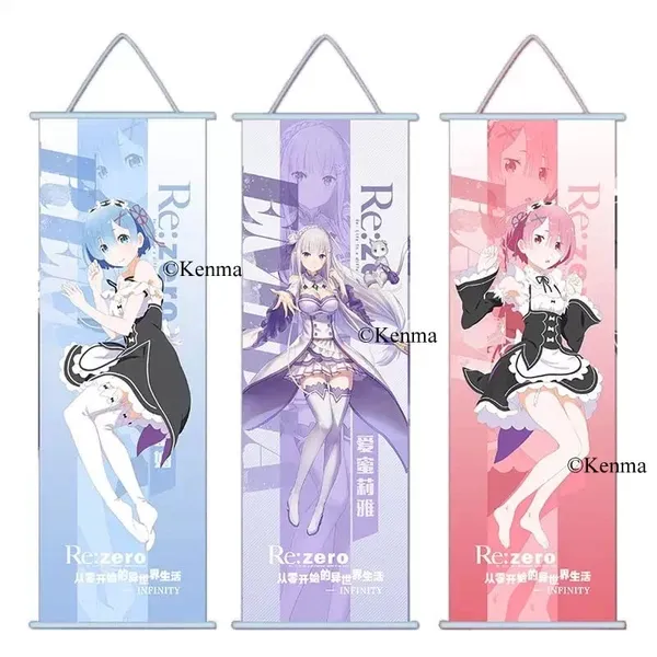 Re_Zero_Ram_Anime_Poster_Wall_Scroll_|_Art_Canvas_Hanging_Paintings_Wall_Art_Decor_For_Home_Dorm_Office_(70_X_25_Cm)