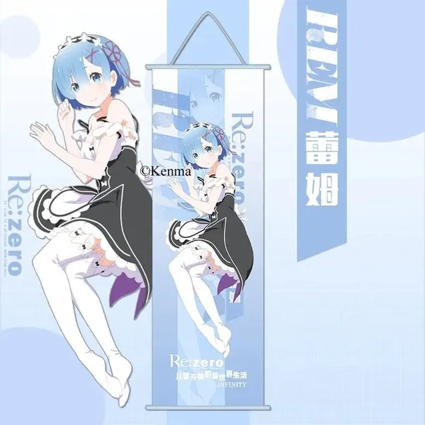 Re_Zero_Rem_Anime_Poster_Wall_Scroll_|_Art_Canvas_Hanging_Paintings_Wall_Art_Decor_For_Home_Dorm_Office_(70_X_25_Cm)