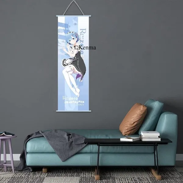 Re_Zero_Rem_Anime_Poster_Wall_Scroll_|_Art_Canvas_Hanging_Paintings_Wall_Art_Decor_For_Home_Dorm_Office_(70_X_25_Cm)