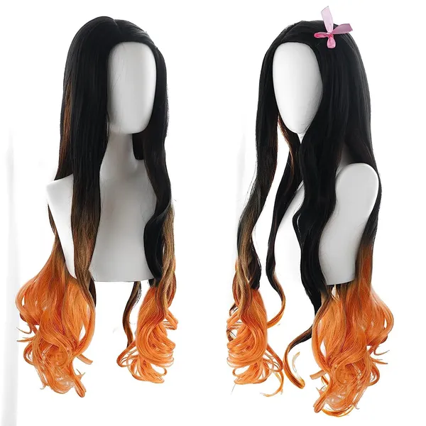 Demon_Slayer_Kamado_Nezuko_Orange_Gradient_Black_Hair_Women_Long_Natural_Wavy_Anime_For_Halloween_Cosplay_Show_Synthetic_For_All