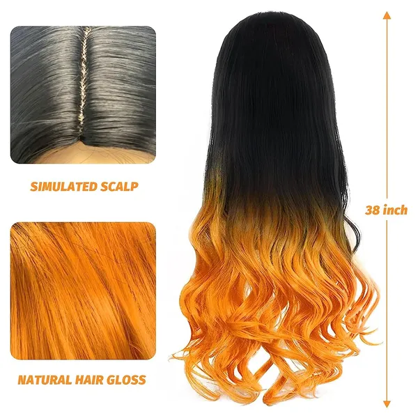 Demon_Slayer_Kamado_Nezuko_Orange_Gradient_Black_Hair_Women_Long_Natural_Wavy_Anime_For_Halloween_Cosplay_Show_Synthetic_For_All