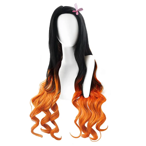Demon_Slayer_Kamado_Nezuko_Orange_Gradient_Black_Hair_Women_Long_Natural_Wavy_Anime_For_Halloween_Cosplay_Show_Synthetic_For_All