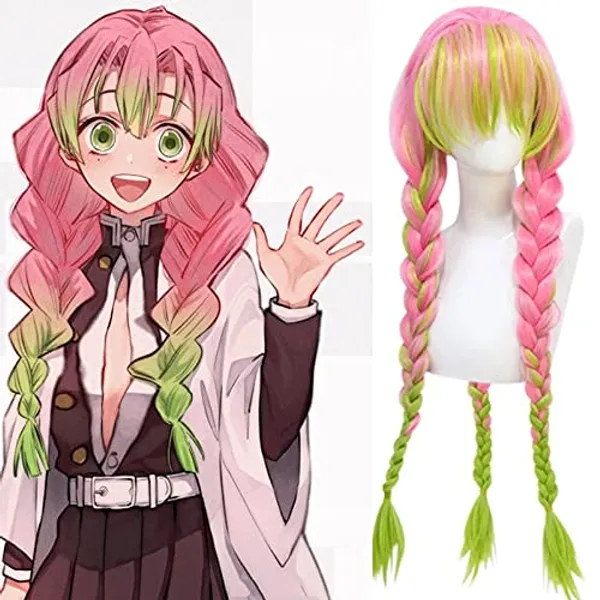 Demon_Slayer_Kanroji_Mitsuri_Braid_Long_Straight_Ombre_Green_Pink_With_Bangs_For_Anime_Women_Hair_Cosplay_For_All