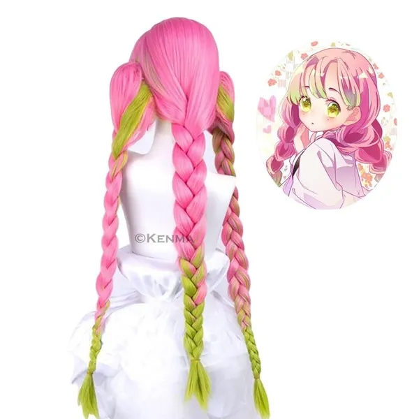Demon_Slayer_Kanroji_Mitsuri_Braid_Long_Straight_Ombre_Green_Pink_With_Bangs_For_Anime_Women_Hair_Cosplay_For_All