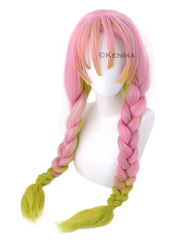 Demon_Slayer_Kanroji_Mitsuri_Braid_Long_Straight_Ombre_Green_Pink_With_Bangs_For_Anime_Women_Hair_Cosplay_For_All