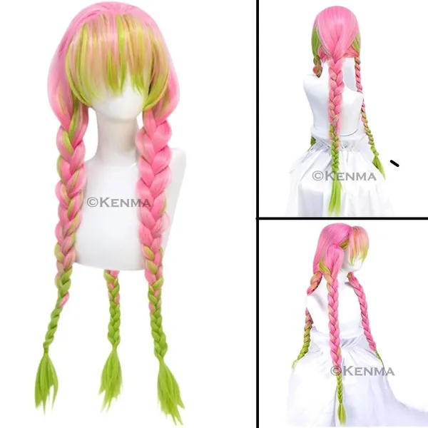 Demon_Slayer_Kanroji_Mitsuri_Braid_Long_Straight_Ombre_Green_Pink_With_Bangs_For_Anime_Women_Hair_Cosplay_For_All