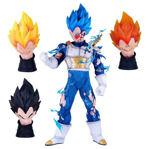 Dbz_Vegeta_With_4_Interchangable_Heads_Battle_Mode_Action_Figure_Pvc_Anime_Figurine_Collectible_Model_Toy_(45_Cm)