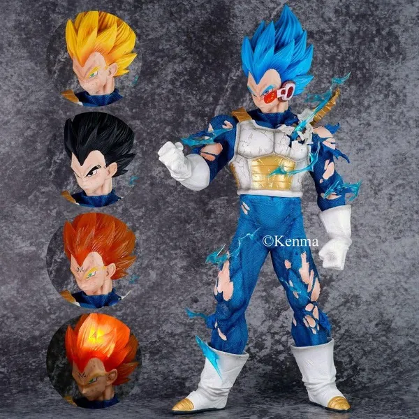 Dbz_Vegeta_With_4_Interchangable_Heads_Battle_Mode_Action_Figure_Pvc_Anime_Figurine_Collectible_Model_Toy_(45_Cm)