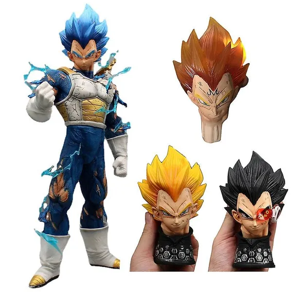 Dbz_Vegeta_With_4_Interchangable_Heads_Battle_Mode_Action_Figure_Pvc_Anime_Figurine_Collectible_Model_Toy_(45_Cm)