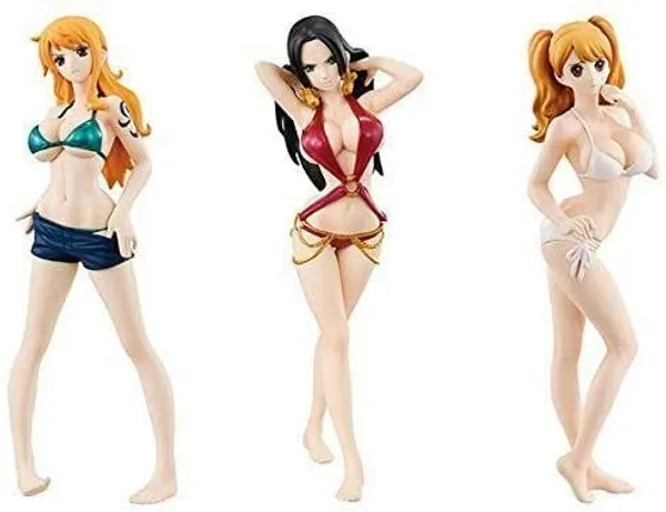 One_Piece_Swimsuit_Edition_Set_Of_3_Action_Figures_|_Pvc_Anime_Figures_Boa_Hancock_Nami_Brin_Bathtub_Moel_Toy_Pirate_King_Play_Statue_Collectibles_(18_Cm)