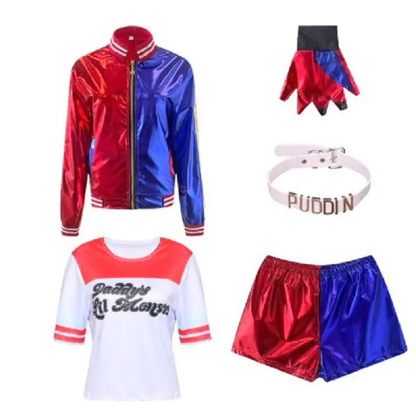 Harley_Quinn_Halloween_Kids_Adult_Cosplay_Costume_Monster_T-Shirt_Jacket_Jacket_Pants_Accessories_Full_Set