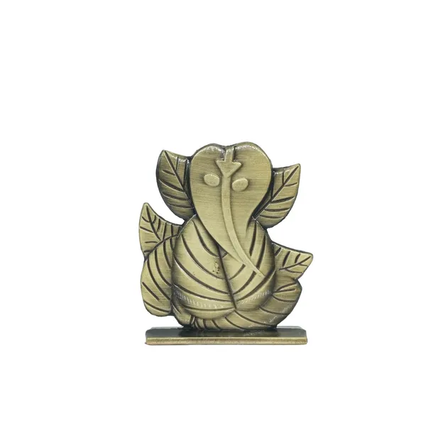 Leaf_Ganesh_Ganpati_Bappa_Murti_Brass_Colour_Idol_Figure_For_Desk_Table_&_Car_Dashboard_Metal_Figure_Accessory_Figurine_Model_1_(6.5_Cm)
