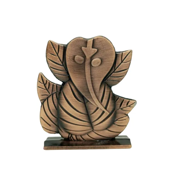 Leaf_Ganesh_Ganpati_Bappa_Murti_Copper_Idol_Figure_For_Desk_Table_&_Car_Dashboard_Metal_Figure_Accessory_Figurine_Model_3_(6.5_Cm)