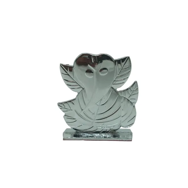 Leaf_Ganesh_Ganpati_Bappa_Murti_Silver_Idol_Figure_For_Desk_Table_&_Car_Dashboard_Metal_Figure_Accessory_Figurine_Model_5_(6.5_Cm)