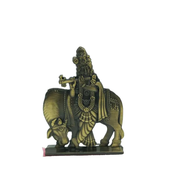 Lord_Krishna_Murti_Idol_Brass_Figure_For_Desk_Table_&_Brass_Colour_Car_Dashboard_Metal_Figure_Accessory_Figurine_Model_2_(6.5_Cm)