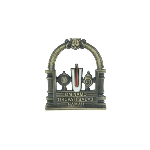 Lord_Tirupati_Balaji_Symbol_Brass_Colour_Idol_Figure_For_Desk_Table_&_Car_Dashboard_Metal_Figure_Accessory_Figurine_Model_1_(6.5_Cm)