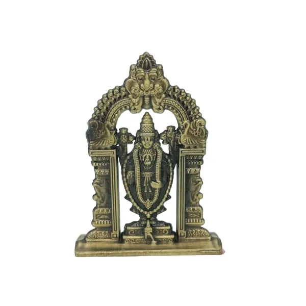 Lord_Tirupati_Balaji_Brass_Colour_Idol_Figure_For_Desk_Table_&_Car_Dashboard_Metal_Figure_Accessory_Figurine_Model_6_(6.5_Cm)