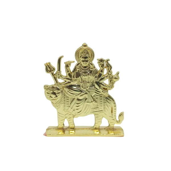 Maa_Durga_Golden_Colour_Idol_Figure_For_Desk_Table_&_Car_Dashboard_Metal_Figure_Accessory_Figurine_Model_3_(6.5_Cm)