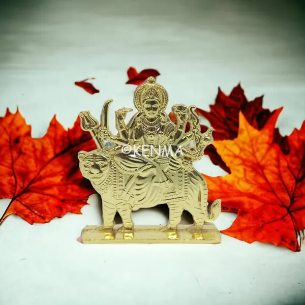 Maa_Durga_Golden_Colour_Idol_Figure_For_Desk_Table_&_Car_Dashboard_Metal_Figure_Accessory_Figurine_Model_3_(6.5_Cm)