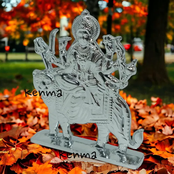 Maa_Durga_Silver_Colour_Idol_Figure_For_Desk_Table_&_Car_Dashboard_Metal_Figure_Accessory_Figurine_Model_4_(6.5_Cm)