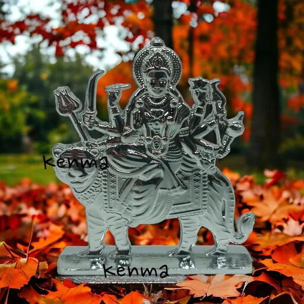 Maa_Durga_Silver_Colour_Idol_Figure_For_Desk_Table_&_Car_Dashboard_Metal_Figure_Accessory_Figurine_Model_4_(6.5_Cm)