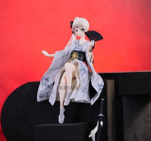 Kasugano_Sora_Figure_Anime_Grey_Dress_Replaceable_Hand_Props_(C_Fan+Sword)_Model_2_Pvc_(14_Cm)