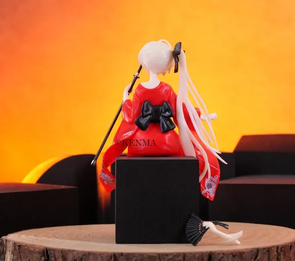 Kasugano_Sora_Figure_Anime_Red_Dress_Replaceable_Hand_Props_(C_Fan+Sword)_Model_3_Pvc_(14_Cm)