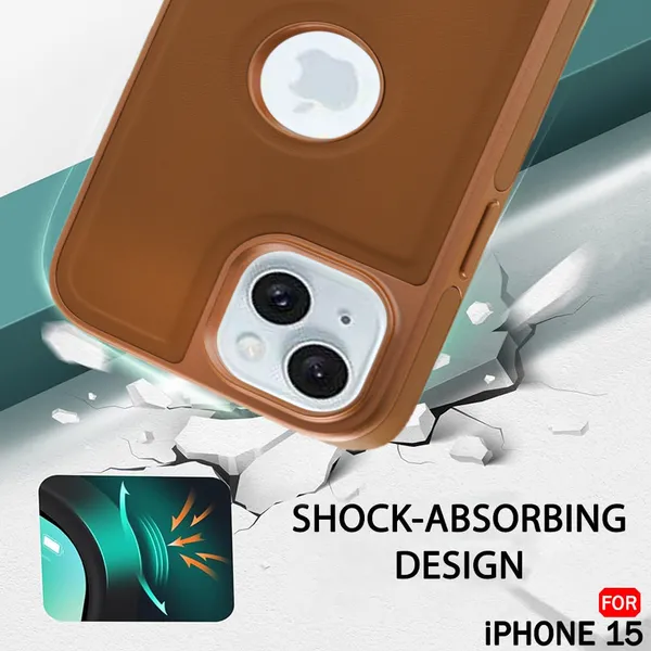 Brown_Artificial_Leather_iPhone_15_Mobile_Cover