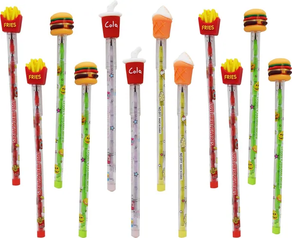 Set_Of_12_Fast_Food_Theme_Fancy_Pencils_|_Perfect_Birthday_Gift_For_Kids