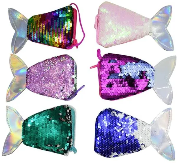 Pack_Of_12_Sequins_Mermaid_Fish_Shape_Coin_Sling_Bag_|_For_Kid,_Birthday_Return_Gift