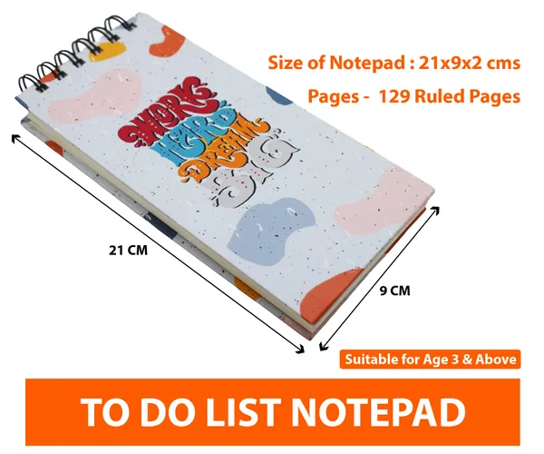Work_Hard_To_Do_List_Notepad_|_Daily_Planner_Diary_|_Pages_-_129_|_Writing_Pad_Gift_For_Boys_And_Girls