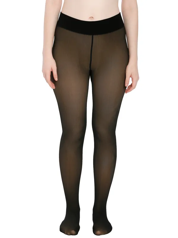 SHOP OLICA Dual Tone Sheer Warm Fleece Lined Thermal Leggings For