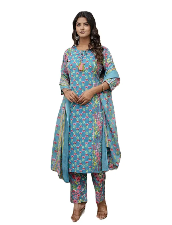 Blue_Pure_Cotton_Floral_Printed_Kurta_Set_With_Dupatta_&_Palazzo_Pants