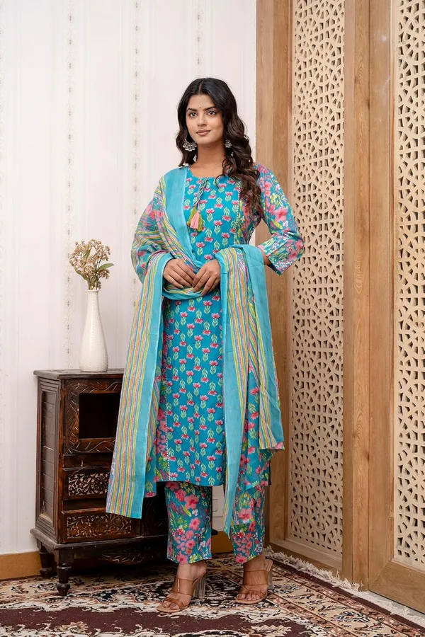 Blue_Pure_Cotton_Floral_Printed_Kurta_Set_With_Dupatta_&_Palazzo_Pants