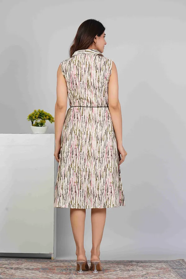 White_Ethnic_Fit_&_Flare_Dress_with_Modern_Abstract_Print_For_Women