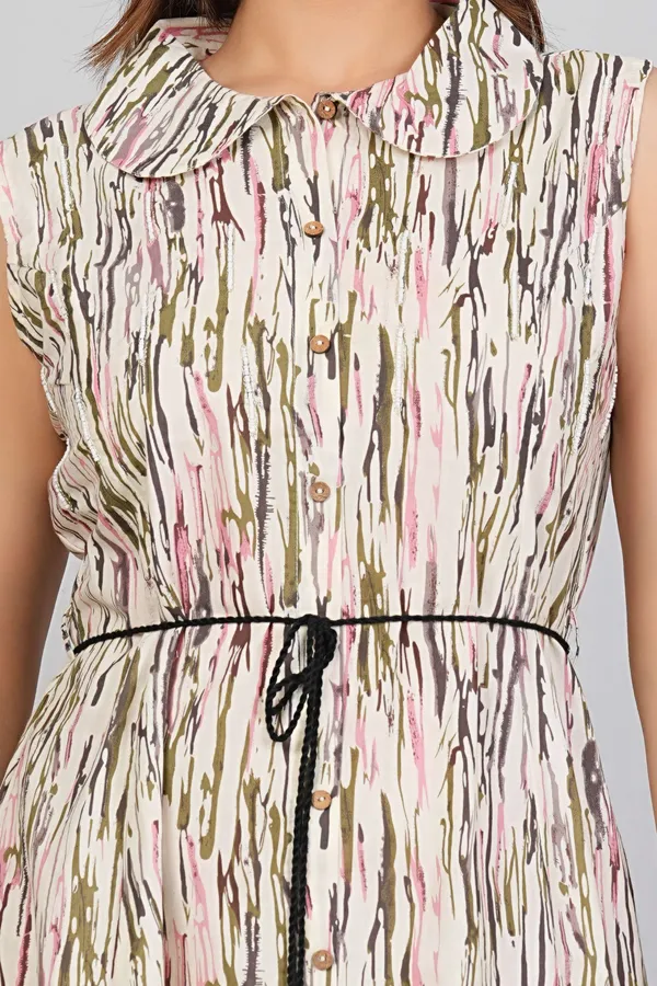 White_Ethnic_Fit_&_Flare_Dress_with_Modern_Abstract_Print_For_Women