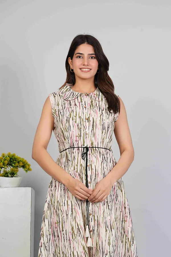 White_Ethnic_Fit_&_Flare_Dress_with_Modern_Abstract_Print_For_Women