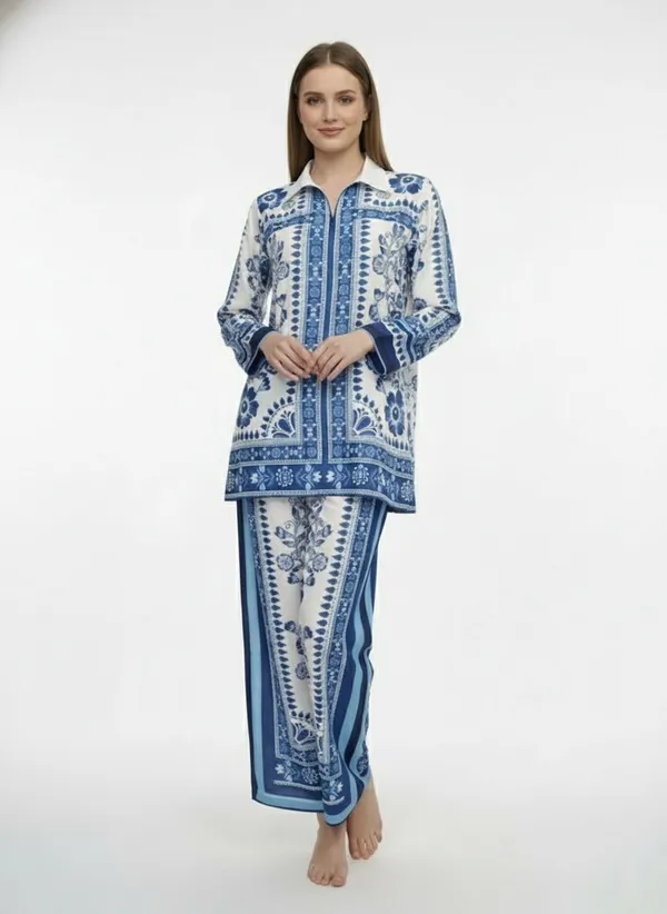 Women_Relaxed_Fit_Printed_Shirt_Collar_Top_&_Trouser_Co-ord_Set