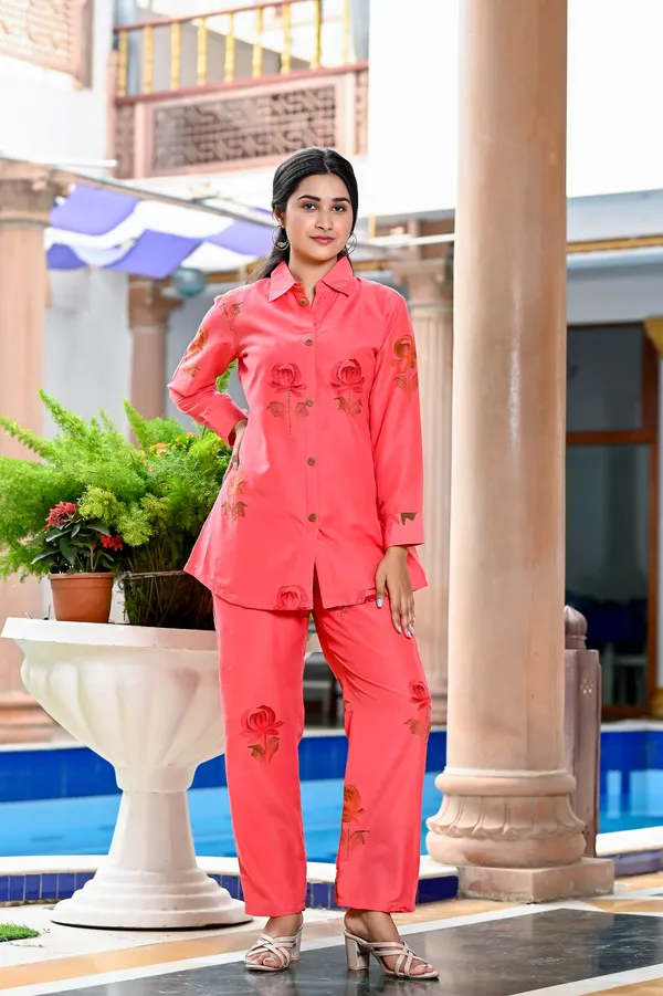 Pink_Pure_Silk_Floral_Printed_Co-Ord_Set_For_Women