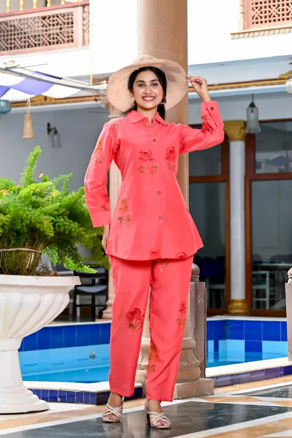 Pink_Pure_Silk_Floral_Printed_Co-Ord_Set_For_Women