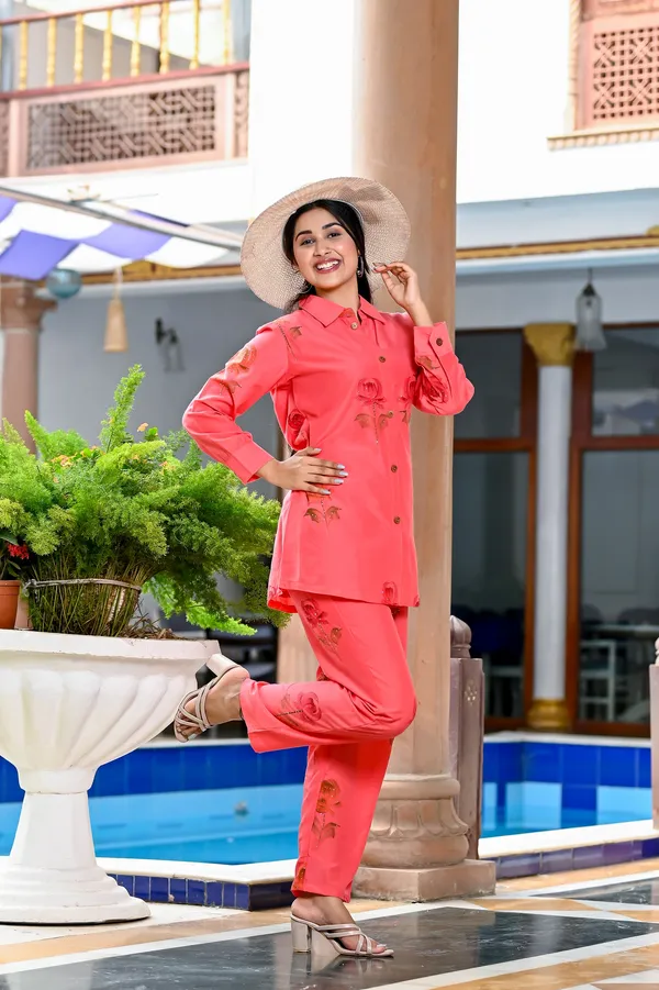Pink_Pure_Silk_Floral_Printed_Co-Ord_Set_For_Women