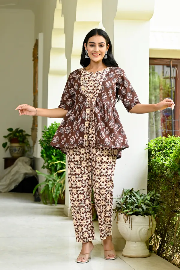 Brown_Cotton_Co-Ord_Set_For_Women