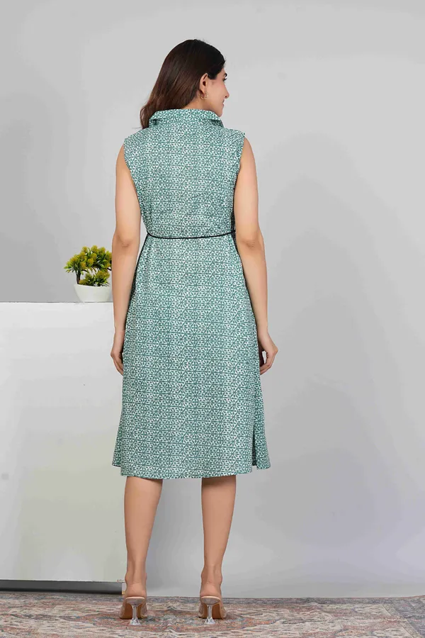 Stylish_Green_A-Line_Sleeveless_Printed_Dress