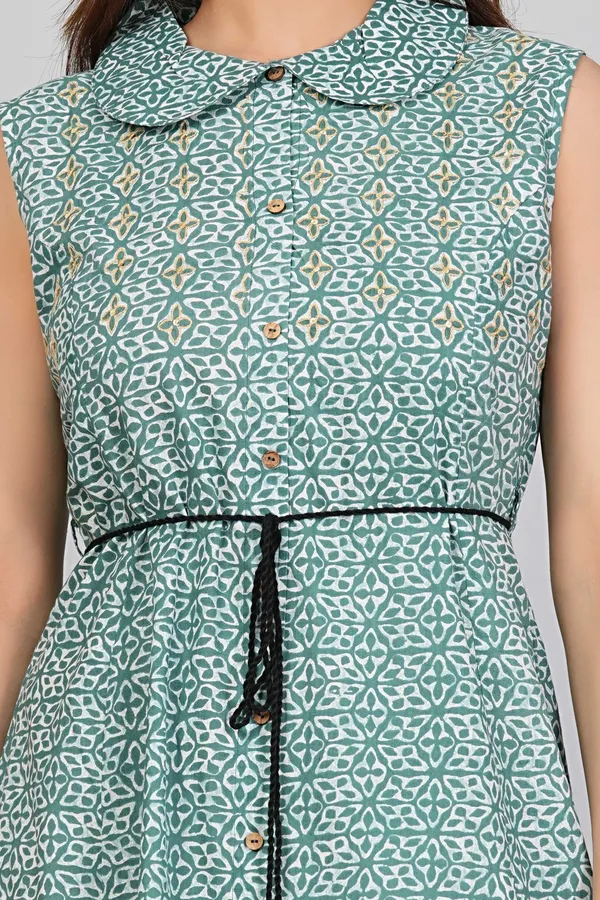 Stylish_Green_A-Line_Sleeveless_Printed_Dress