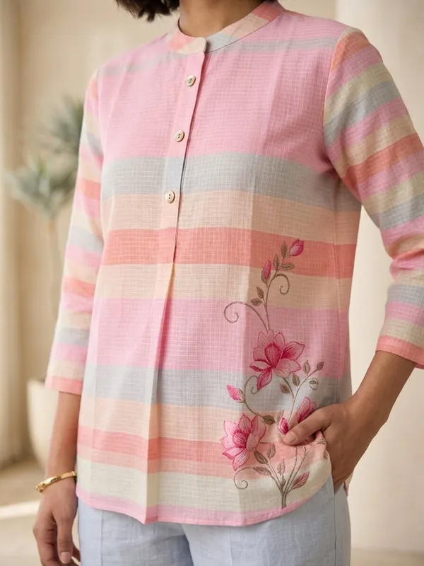 Floral_Printed_Multicolour_Mandarin_Collar_Tunic