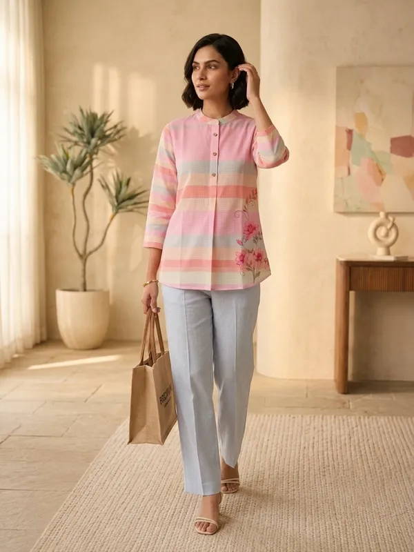 Floral_Printed_Multicolour_Mandarin_Collar_Tunic
