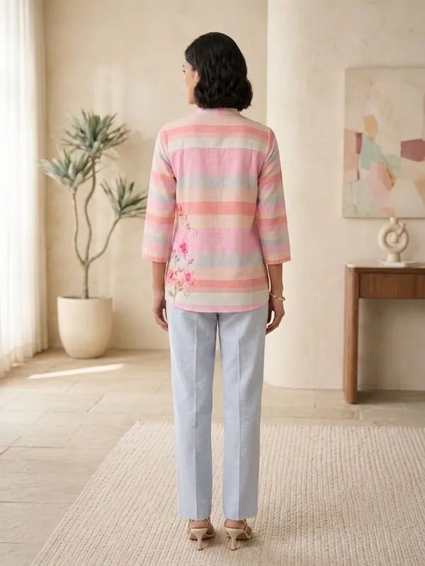 Floral_Printed_Multicolour_Mandarin_Collar_Tunic